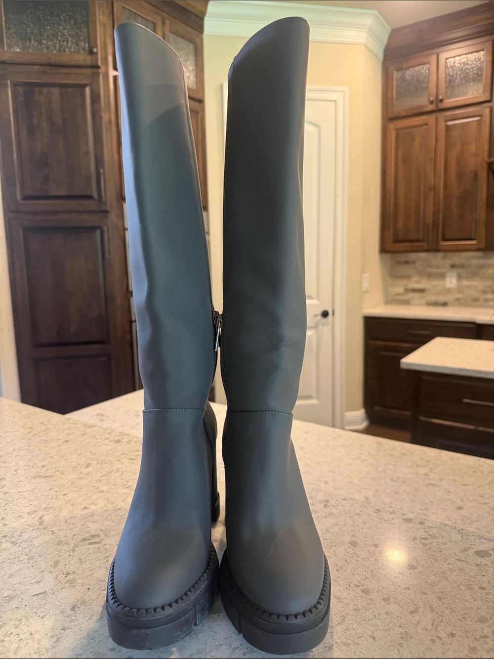 Aquatalia Matte Black Over-the-Knee Platform Boots